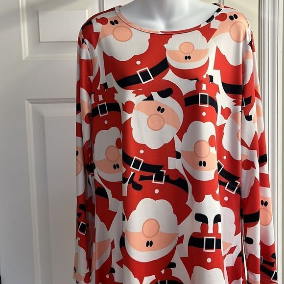 Holiday Santa Pullover Long Sleeve Knee Length Dress- Medium - Picture 10 of 11